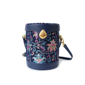 Chinese-style Song Brocade & Xiangyunsha Bucket Crossbody Bag - Retro Practical Travel Handbag