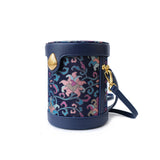 Chinese-style Song Brocade & Xiangyunsha Bucket Crossbody Bag - Retro Practical Travel Handbag