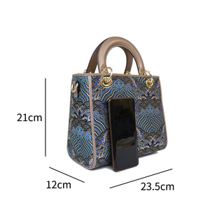 Chinese-style Cloud Brocade Tote Bag - Large Capacity Business Commute Handbag