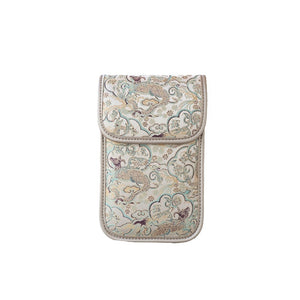 Chinese-style Song Brocade Beaded Chain Phone Bag - Clip Closure Mini Crossbody Pouch
