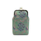 Chinese-style Song Brocade Beaded Chain Phone Bag - Clip Closure Mini Crossbody Pouch