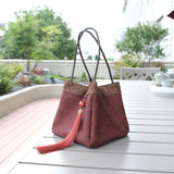 Chinese-style Song Brocade & Xiangyunsha Bucket Crossbody Bag - Retro Practical Travel Handbag