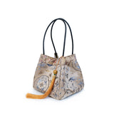 Chinese-style Song Brocade & Xiangyunsha Bucket Crossbody Bag - Retro Practical Travel Handbag
