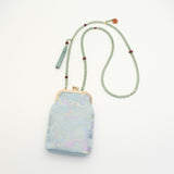 Chinese-style Song Brocade Beaded Chain Phone Bag - Clip Closure Mini Crossbody Pouch
