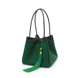 Chinese-style Song Brocade & Xiangyunsha Bucket Crossbody Bag - Retro Practical Travel Handbag