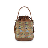 Chinese-style Song Brocade & Xiangyunsha Bucket Crossbody Bag - Retro Practical Travel Handbag
