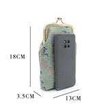 Chinese-style Song Brocade Beaded Chain Phone Bag - Clip Closure Mini Crossbody Pouch
