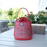 Chinese-style Song Brocade & Xiangyunsha Bucket Crossbody Bag - Retro Practical Travel Handbag