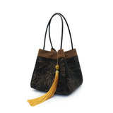 Chinese-style Song Brocade & Xiangyunsha Bucket Crossbody Bag - Retro Practical Travel Handbag