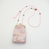 Chinese-style Song Brocade Beaded Chain Phone Bag - Clip Closure Mini Crossbody Pouch