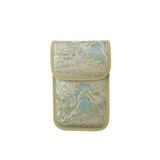 Chinese-style Song Brocade Beaded Chain Phone Bag - Clip Closure Mini Crossbody Pouch