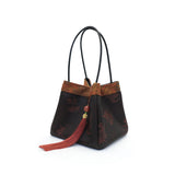Chinese-style Song Brocade & Xiangyunsha Bucket Crossbody Bag - Retro Practical Travel Handbag