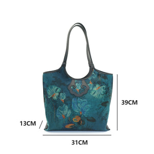 Chinese-style Xiangyunsha Large Tote Bag - Retro Design Mom's One-shoulder Handbag