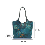 Chinese-style Xiangyunsha Large Tote Bag - Retro Design Mom's One-shoulder Handbag