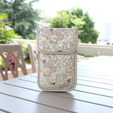 Chinese-style Song Brocade Beaded Chain Phone Bag - Clip Closure Mini Crossbody Pouch