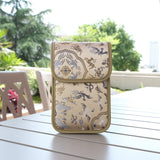 Chinese-style Song Brocade Beaded Chain Phone Bag - Clip Closure Mini Crossbody Pouch