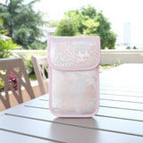 Chinese-style Song Brocade Beaded Chain Phone Bag - Clip Closure Mini Crossbody Pouch